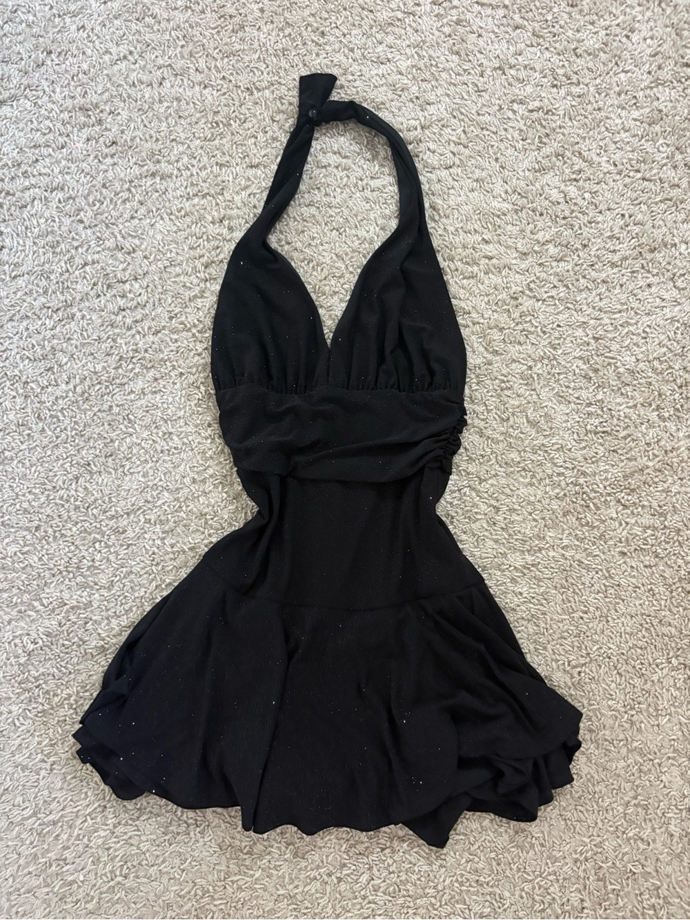 Windsor Black Halter Mini Dress with Built-in Shorts